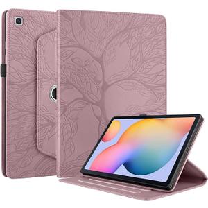 Case for Samsung Galaxy Tab S6 Lite 2020/S6 Lite 2022 10.4", 360° Rotating Case for Galaxy Tab S6 Lite (SM-P610/SM-P615/SM-P613/SM-P619) Premium PU Leather Cover with Pen Holder-Rose Gold