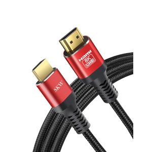 SKW Ultra High Speed HDMI 2.1 Cable 48Gbps, 8K@60Hz 4K@120Hz, Dynamic HDR 10, eARC, Dolby Atmos, Braided Cord, Compatible with Roku TV, PS5, HDTV (50ft/15m)