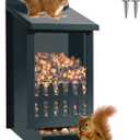 TreeGun Squirrel Feeder for Hanging Outside TreeMini Chipmunk Outdoors Squirrel Picnic Bench Feeders TableFunny Metal House BoxesStronger Than Wooden Structure (Fence Model Squirrel Feeder, Blue)