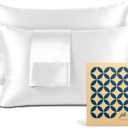 Pure Bedding Satin Pillowcase 2 Pack - Queen Size (20"x30", White) - Silky Pillow Cases for Hair and Skin - Satin Pillow Covers with Envelope Closure - Extra Soft Premium Microfiber