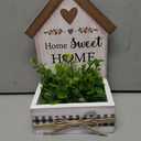 Geelin Artificial Eucalyptus Table Centerpiece Home Sweet Home House Shaped Wooden Block Sign Farmhouse Rustic Decor for Desk Table Shelf Kitchen, New House Decoration, Housewarming Gift
