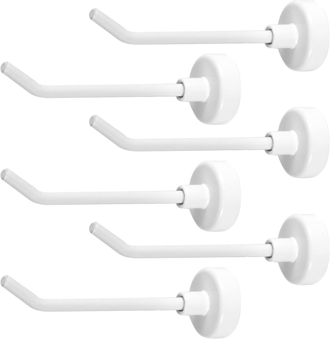 6pcs Magnetic Hooks, 1.7lb 3 Inch Long Heavy Duty Magnet Hooks Strong Magnetic Cruise Hooks Wall Hooks Magnetic Hangers for Cruise Ship Garage Kitchen Refrigerator (White)