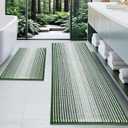 Bathroom Rugs and Mats Sets, 2 Piece Thick Absorbent Chenille Bath Mat Rug Set Non Slip, Soft Shaggy Bath Room Floor Mats for Bathroom, Machine Washable (Hunter Green, 20" x 60" Plus 20" x 32")