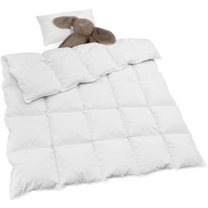 zzlamb Kids Toddler Comforter Crib Blanket, Warm Baby Down Quilt Crib Comforter Small Duvet Insert, Lightweight Soft Noiseless Cotton-Blended Shell Down Proof Machine Washable, White 41x48in