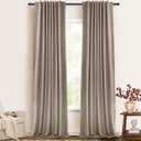 100% Blackout Shield Blackout Curtains for Bedroom Faux Linen Black Out Curtains 84 inch Length 2 Panels Set, Back Tab/Rod Pocket Thermal Insulated Drapes with Black Liner, 50''W x 84''L, Faux Linen