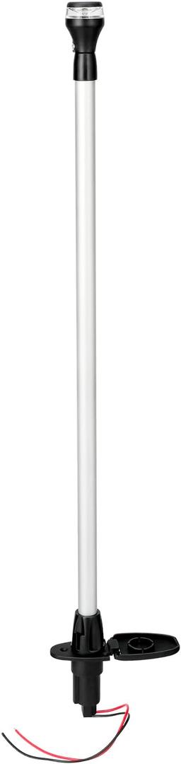 MARINE SYSTEM Boat Telescoping Pole Stern Light with Base, 360 Degrees All Round Led Anchor Light, Height adjustable from 27"- 41" for Yacht, Bass boat and Fishing Boat, 10-24 VDC, 1W