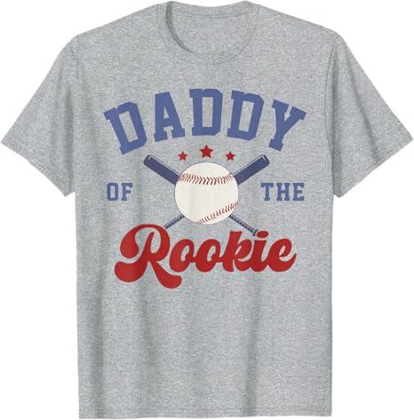 Daddy of Rookie 1st Birthday Baseball Boy Family Matching T-Shirt, Grey, Size M