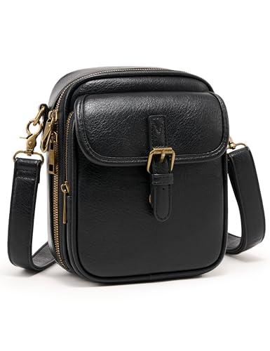 Crossbody Bag for Women Men, Vegan Leather Anti-Theft Messenger Shoulder Bag, Vintage Cross Body Purse with Card Slots