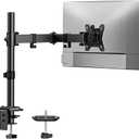 HUANUO Single Monitor Mount, Monitor Arm for 13”-32” Monitors up to 17.6 lbs, Adjustable Stand with 16” Max Height, Desk Mount with C-Clamp and Grommet Base, VESA 75x75mm or 100x100mm