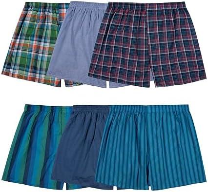 Fruit of the Loom Men's Tag Free Woven Boxer Shorts, Relaxed Fit, Moisture Wicking, Assorted Color Multipacks, XL