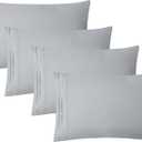 Clara Clark Pillow Cases Queen - Ultra Soft Pillow Cover, Lightweight Microfiber Pillow Cases Set of 4 - Envelope Closure Pillowcases, Silver.
