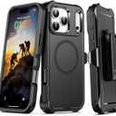 Compatible with iPhone 17 Pro Case with Belt Clip Holster, 2X Screen Protector, Shockproof, Compatible with MagSafe, 3-Layer Drop Protection, Heavy Duty Magnetic Phone Case Cover, 6.3", Black