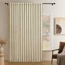 Timeper Beige Cream Pleat Back Tab Velvet Curtains W104 x L96 inches 1 Panel, Room Darkening Solid Home Decor Curtains for Bedroom Living Dining Room Thermal Insulated Luxury Super Soft Window Drapes