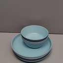 Grow Forward Premium Wheat Straw Plates and Bowls Sets - 8-Piece Wheat Straw Dinnerware Sets - Unbreakable & Reusable Microwave Safe Plastic Dinner Plates for Outdoors, RV, Camping Dishes - Seascape