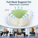 Travel Neck Pillow for Airplane Sleeping 360 Head Support Prevents Bobbing, 100% Memory Foam Ergonomic Neck Cushion with No-Case-Needed Carry Strap for Long Flights & Car Washable Cover (Black)