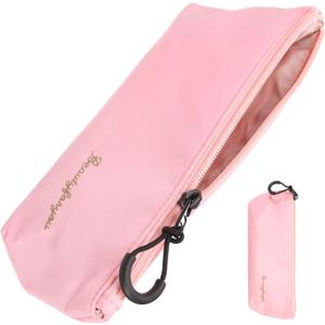 2 x uxcell Makeup Brush Holder Bags, Small Travel Make Up Brush Cosmetics Pouch Pencil Organizer Bag for Home Office Travel Organization, Pink