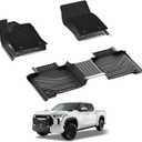 3W Floor Mats & Front Carpets Fit 2022-2026 Toyota Tundra (Only for CrewMax Cab), SR/SR5/TRD PRO/Limited/Platinum/Castone Custom Fit All-Weather TPE Front & Rear Row Floor Liner Black