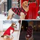 cyeollo 2 Pack Small Fleece Chritsmas Dog Sweater, Stretchy Pullover Soft Dog Jacket Reflective Female & Male Sweatshirt Pet Clothes Coats for Small Dogs Boy & Girl, Red & Buffalo Plaid L