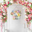 GlikCeil 2 Pcs Hello Spring Door Sign Welcome Wooden Spring Hanging Decorations Truck Bouquet Wall Plaques for Front Door Indoor Outdoor Farmhouse Rustic Home Decorations