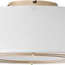 Low Profile Ceiling Fans with Lights, 20" Flush Mount Ceiling Fan with Light, Boho Bladeless with 6 Speeds, Rattan Remote Control for Bedroom, Nursery, Living Room