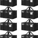 8 Pack Extra Large Heavy Duty Moving Bags, Black Storage Bins with Lids, Reinforced Handles & Heavy-Duty Zippers Moving Boxes Storage Bags Totes for Clothes Packing, Dorms, College Supplies, Black