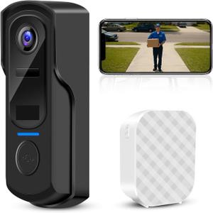 KAMEP Doorbell Camera Wireless with Chime,no Subscription,Two-Way Talk, HD Smart Home Video Doorbell,Battery Powered,Night Vision, Motion Detection & Alerts, 2.4G WiFi Only