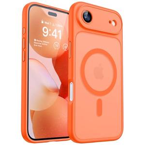 CANSHN Magnetic Compatible with iPhone Air Case(6.5 Inch), Upgraded [Full Camera Protection] [Compatible with Magsafe] [Translucent Matte] Shockproof Phone Cover for iPhone 17 Air Case,Orange