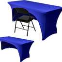Nasitos 2 Pack Royal Blue Tablecloth 6 Foot-Open Back Fitted Spandex Table Covers 6ft, Washable Fabric Tablecloths, Wrinkle Resistant for Trade Show, Parties, Craft Show, Display, Wedding, Events