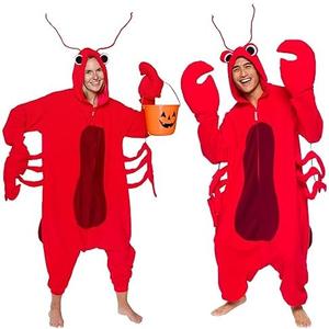 Funziez! Sea Creatures Onesie Lobster, Clown Fish, Hammerhead Shark, Octopus, Squid - Plush Adult Animal Costume Jumpsuit, M