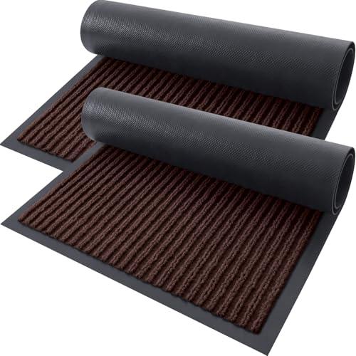 OLANLY Front Door Mat Indoor Outdoor Entrance, 2-Pack 29.5 x 17 Inch, Waterproof Heavy Duty Doormat, Fade Resistant, Low Profile, Easy Clean Patio Porch Welcome Floor Mats for Entry, Brown (MISSING ONE)