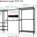 SEMHOR E01 Expandable Heavy Duty Clothes Rack, Free Standing Closet System Organizer, Adjustable Portable Carbon Steel Garment & Clothing Racks for Hanging Clothes (72.5-96"), 800LBS Max Load, Black