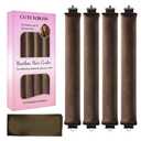 Heatless Curls Overnight, 4 PCS Heatless Hair Curler Set with Satin Scarf & Velvet Flexi Rods, Hair Accessories for Women, Hair Rollers to Sleep In for Overnight Curls, No Heat Damage Styling (Brown)