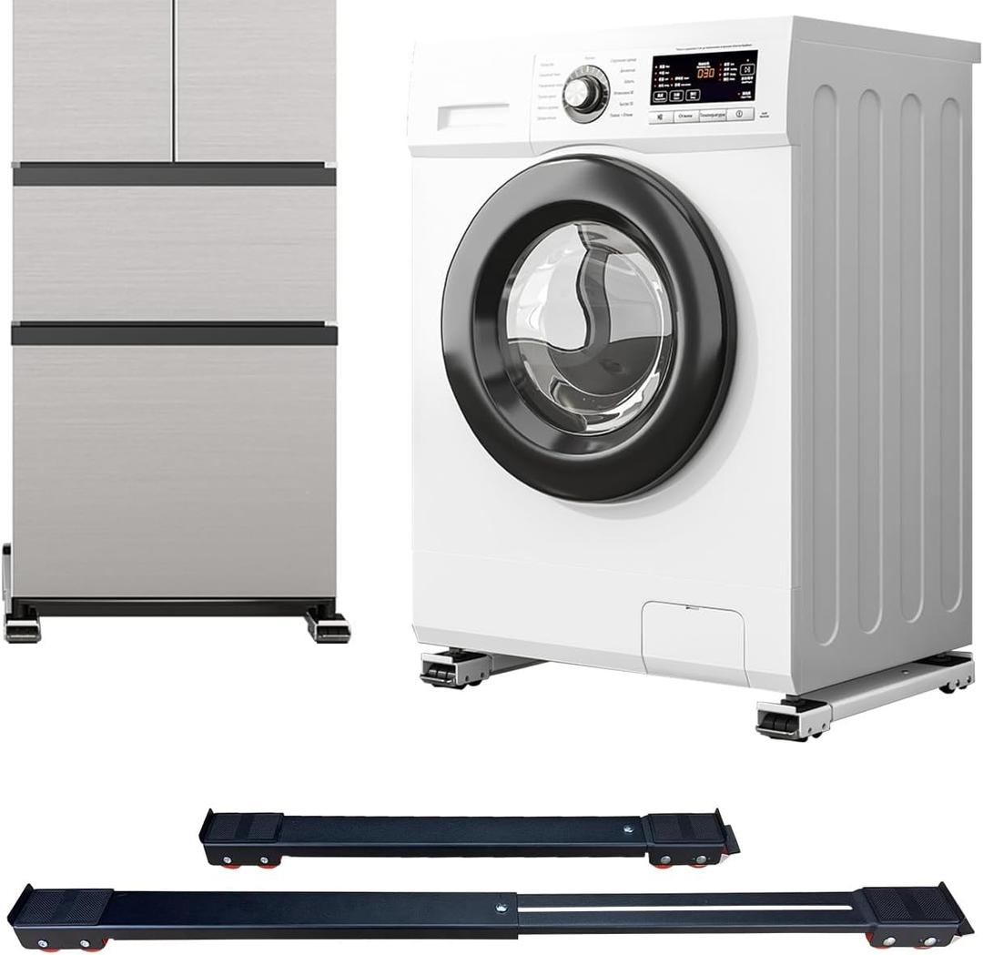 Appliance Rollers Heavy Duty,Max 32in,Second Generation Extendable Appliance Rollers Mobile Washing Machine Base Easily Move Washing Machines, Dryers, Refrigerators, Furniture (Black, Upgrade Wheel)