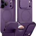 SURITCH for iPhone 17 Pro Case with Camera Control Cover, Camera Cover and Adjustable Kickstand, Compatible with MagSafe, Shockproof Bumper Protective Cases 6.3 Inch, Dark Purple