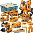 Magnetic Transform Engineering Car Assembled Toys, Construction Vehicles with Storage Box, 7 in 1 Robot Toys Set, Magnetic Blocks for Kids Age 3-8 Year Old Boy Gift, Outdoor Toddler Activities Toys