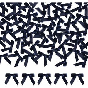100 Pcs Mini Navy Satin Ribbon Bows with Tape 1.5 Inch Self Adhesive Craft Bows Flowers Appliques DIY Craft for Sewing, Scrapbooking, Wedding, Gift,Christmas Decoration (Navy)