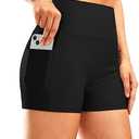 Pudolla Women's Swim Shorts High Waisted Bathing Bottom Shorts Tummy Control Board Swimsuit with Pockets, Size XL