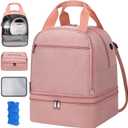 OCKLILY Pump Bag, Breast Pump Carrying Bags with Ice Pack & Waterproof Mat, Breast Pump Bag Compatible with Spectra S1 S2, Pumping Bags Milk Bottle Cooler for Work Travel Camping, Pink