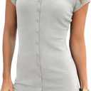 Saodimallsu Womens Button Down Mini Dress Summer Sleeveless Bodycon Casual Knit Short Cardigan Sweater Dresses (Gray, S)