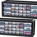 IRIS USA Plastic Drawer Storage Organizer, 2-Pack, 26-Drawer Teacher Toolbox Bead Small Parts Organizer Cabinet for Hardware Crafts Nuts Bolts Tools Sticker Business Scrapbook Art Hobby Garage - Black
