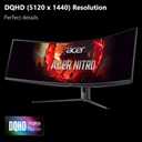 Acer Nitro 49 Gaming Monitor | UltraWide DQHD 5120 x 1440 | 1000R 32:9 Curved | AMD FreeSync | Up to 120Hz Refresh Rate | 3ms (G to G) | 1 x Display Port 1.4 & 2 x HDMI 2.0 Ports | EI491CUR J0biiphx