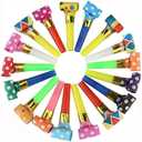 DEMOCRATIDO 50 PCS Blowouts Noisemakers: 40 Party Blower Blowouts, Colorful Birthday & New Years Party Noisemakers, Whistles & Favors