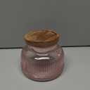 Decorative Pink Glass Jar with Airtight Wooden Lid 25.4 oz, Wide Mouth Vintage Kitchen Food Storage Container for Cookie Candy Honey Flour Spice Coffee Tea, Home Decor Sand Candle Holder Vase