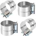 4 Pcs Universal 3.5 Inch Exhaust Clamp 3.5"Lap Joint Exhaust Band Clamp Stainless Sleeve Coupler For Mufflers Exhaust Pipe(4 PCS)
