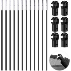 Wesiti Trampoline Fiber Glass Rods for Top Ring of Net Enclosure Fiberglass Poles for 8/10/12/14/15/16Ft Frame with Tube Caps, Not for The Plastic T Connector