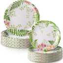 Funnymoom 48 Pcs Fern Garden Plates Set Include 9 Inch and 7 Inch Spring Watercolor Disposable Plates Summer Decorative Dinner Birthday Party Tableware for Baby Shower Party Supplies