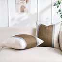 Patchwork Pillow Cover 18x18 Inch White Grey Brown Cotton and Linen and Polyester Cushion Cover Modern Decor Sofa Pillows for Living Room Couch Bedroom Set of 2