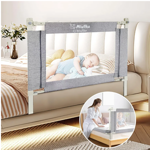 Q-MIULIKE Baby Bed Rails for Toddlers Crib Guard Rail Safety Rail Guards with Double Child Lock, 28 Height Adjustable Toddler Bed Rails for King Queen Twin Full Size Bed (Gray, 31.5", 1 Piece)