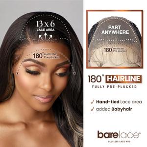 Sensationnel Bare Lace 13X6 Wigs - Unit 11 Lacefrontal Glueless Synthetic 180 Degree Preplucked Hairline (1B OFFBLACK)