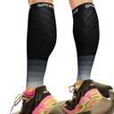 Physix Gear Calf Compression Sleeves - Shin Splint Support for Running, Enhanced Performance & Comfort for Men & Women (Small-Medium, Black/Grey)